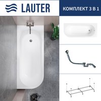 Ванна Lauter Monaco 170x72.5 2113170R (с каркасом и сифоном 21Y11021 матовый черный)