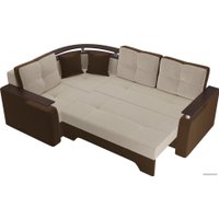 Угловой диван Лига диванов Комфорт 102593 (левый, микровельвет, бежевый/коричневый)