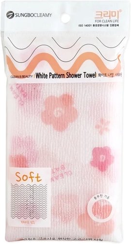 Мочалка Sungbo Cleamy Clean&Beauty White Pattern Shower Towel (28x95)