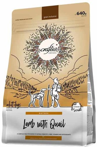 Сухой корм для собак Craftia Natura для средних и крупных пород с ягненком и перепелкой (640 г)
