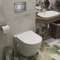 Унитаз подвесной Roxen Antares Bidet в комплекте с инсталляцией StounFix Dual Fresh 6 в 1 960516 (кнопка: оружейная сталь)