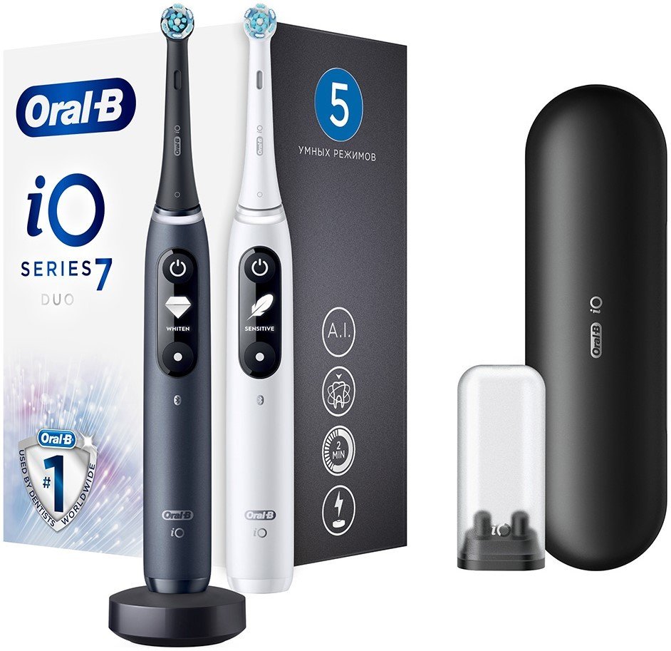 

Комплект зубных щеток Oral-B iO 7 Duo (черный/белый) 4210201363040
