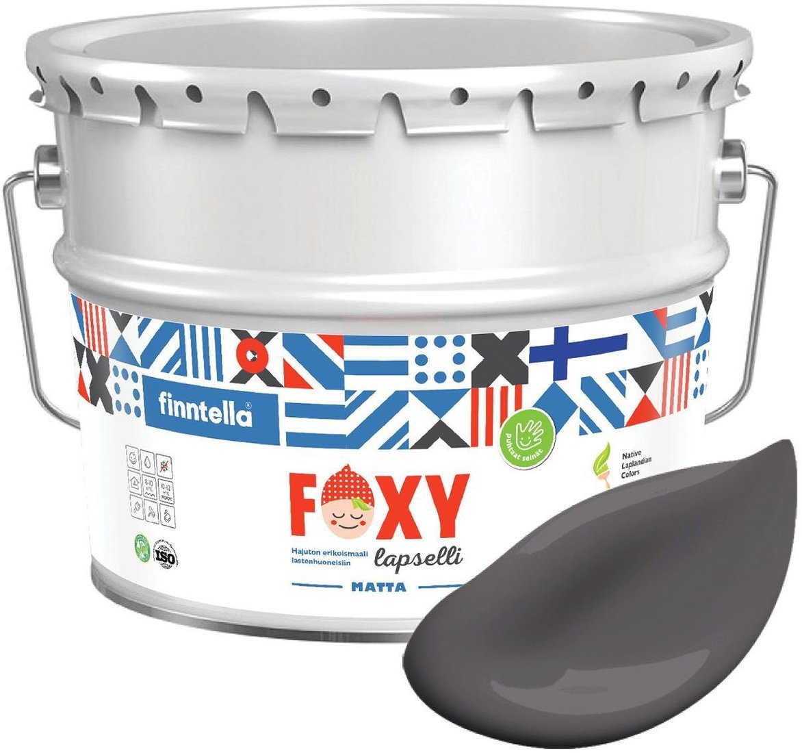 

Краска Finntella Foxy Lapselli Matte Tumma F-50-1-9-FL243 9 л (серый)