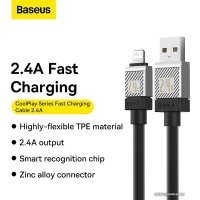 Кабель Baseus CoolPlay Series USB Type-A - Lightning (1 м, черный)