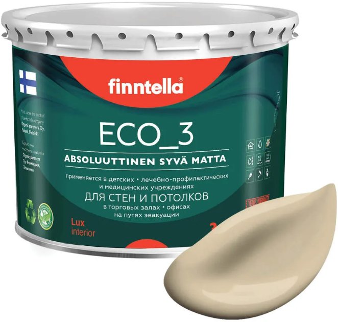 

Краска Finntella Eco 3 Wash and Clean Toffee F-08-1-3-FL069 2.7 л (песочный)