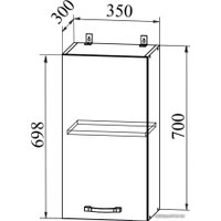 Шкаф навесной ДСВ Тренто П 350 правый (серый/серый)