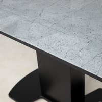 Кухонный стол Аврора Корсика фотопечать 120-151.5x80 (мрамор серый 12/черный матовый)