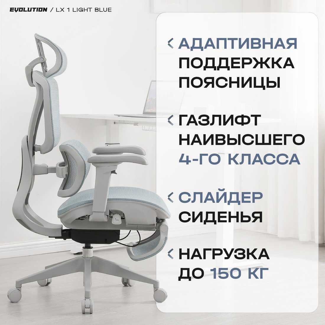 

Офисное кресло Evolution LX 1 Light Blue (голубой)