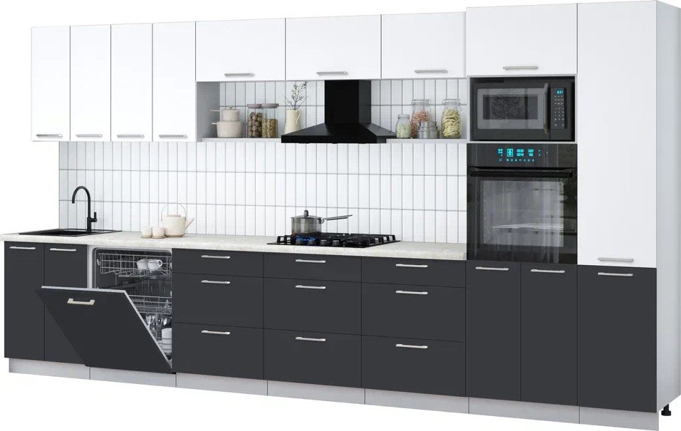 

Готовая кухня Интерлиния Мила Gloss 4.0-ПМ1 (пепел/белый/опал светлый)