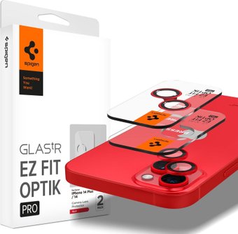 Защитное стекло Spigen Optik.Tr ”Ez Fit” Camera Protector 2шт для iPhone 14 / 14 Plus / 15 / 15 Plus Red