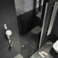 Душевая дверь MaybahGlass 60x198 MGD-801-5 (графитовое матовое стекло/хром матовый)
