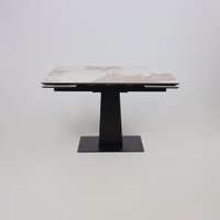 Кухонный стол Lepremo AV 2119 МДФ+керамика раздвижной 1200-1800x800 (белый глянцевый Pandora/черный)