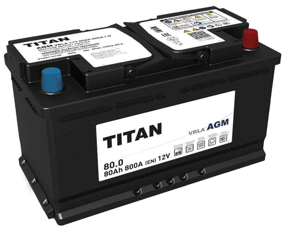 Автомобильный аккумулятор Titan AGM R+ (80 А·ч)