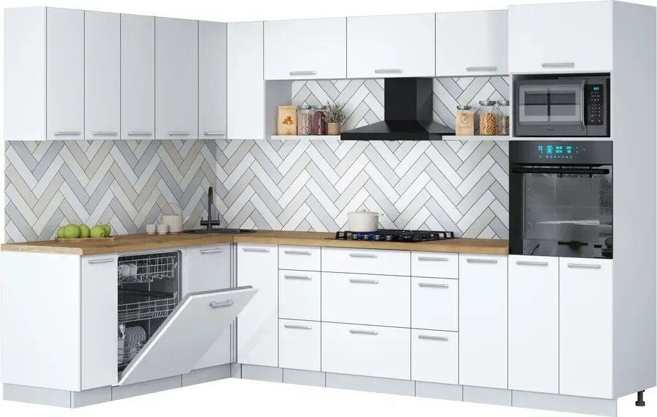 

Готовая кухня Интерлиния Мила Gloss 1.896х2.98-2 (белый/белый/дуб бунратти)