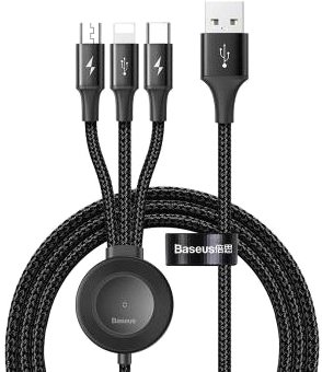 

Кабель Baseus CA1T4-I0G Star Ring USB Type-A - Lightning/USB Type-C/microUSB (1.2 м, черный)