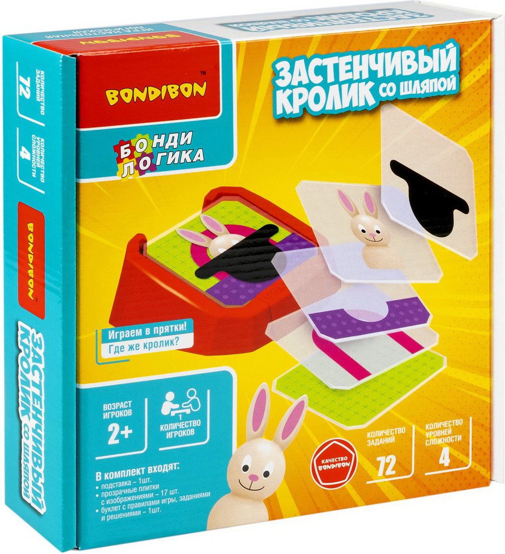 

Настольная игра Bondibon БондиЛогика Застенчивый кролик со шляпой ВВ5086