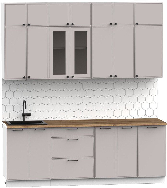 

Готовая кухня Интермебель Лион-7 В-1 2.2м (луна софт/дуб флагстаф темный)