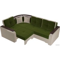 Угловой диван Лига диванов Комфорт 27931 (левый, микровельвет, зеленый/бежевый)