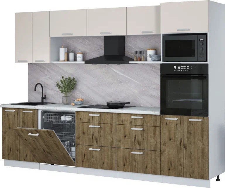 

Готовая кухня Интерлиния Мила Лайт 3.0-ПМ1 (персидский жемчуг/дуб веллингтон/серый каспий)