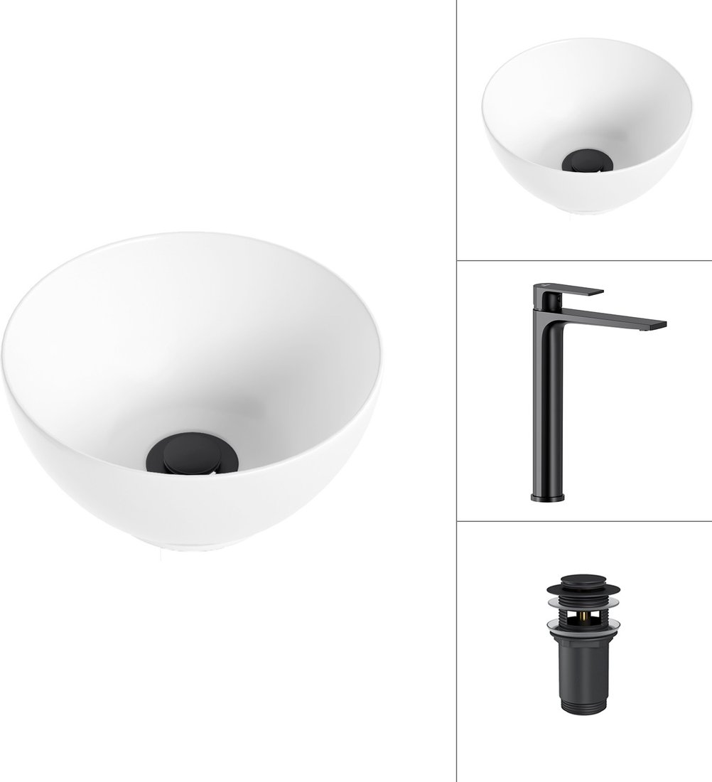 

Умывальник Lauter 21601E + Reef 21CK8678BS с донным клапаном 21190B (черный матовый)