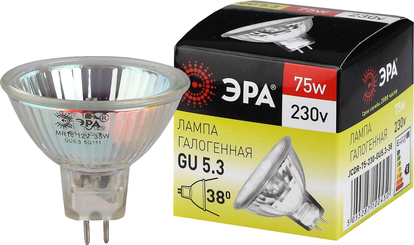

Галогенная лампа ЭРА GU5.3-JCDR (MR16) -75W-230V-CL C0027366