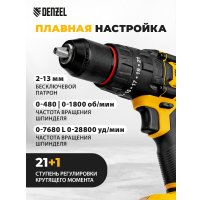 Ударная дрель-шуруповерт Denzel CIDH-BL-20 (с 2-мя АКБ, кейс)