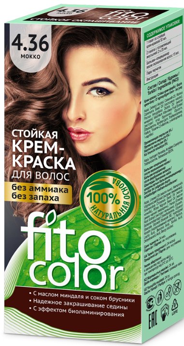 

Крем-краска для волос Фитокосметик Fitocolor 4.36 мокко 115 мл