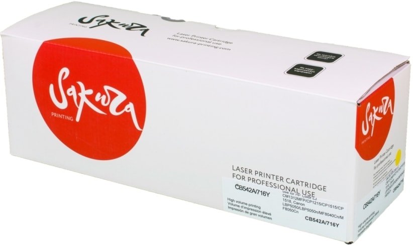 

Картридж Sakura Printing SACB542A/716Y (аналог HP CB542A/716Y)