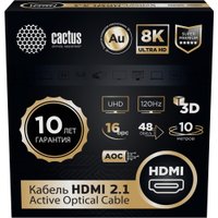 Кабель CACTUS CS-HDMI-AOC-2.1-10 HDMI - HDMI (10м, черный)