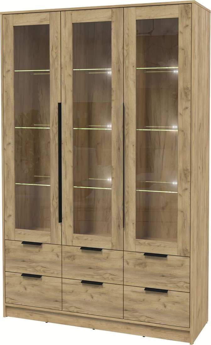 

Шкаф-витрина Интерлиния Концепт КТ-ШВ3 с подсветкой (дуб золотой/дуб золотой)