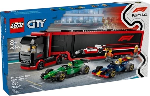 

Конструктор LEGO City 60445 Грузовик F1 с болидами RB20 и AMR24 F1