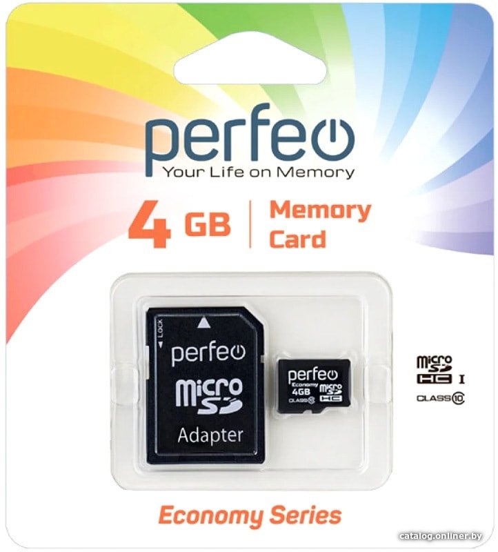 Карта памяти Perfeo microSDHC PF4GMCSH10AES 4GB (с адаптером)