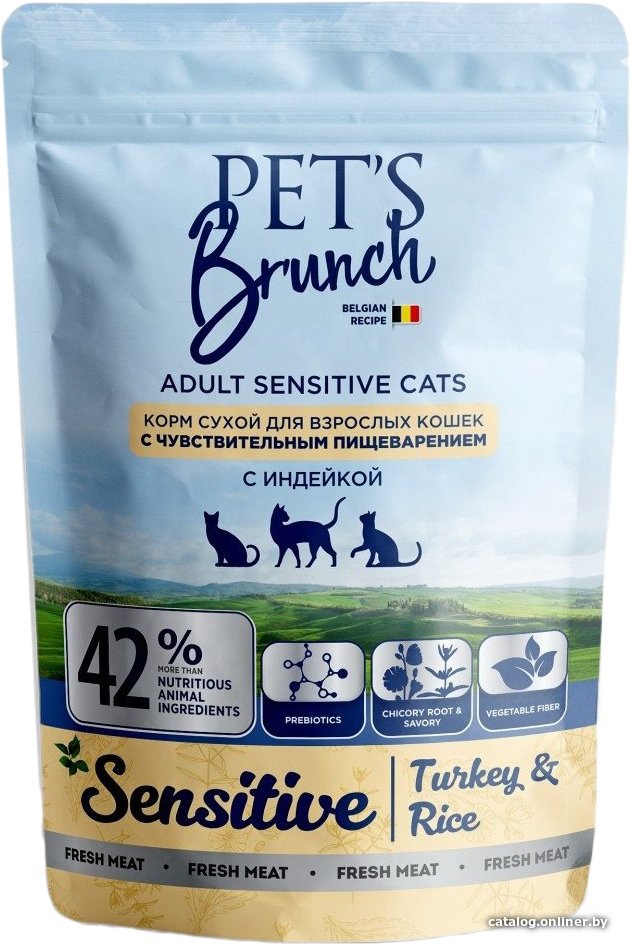 Сухой корм для кошек Pet's Brunch Sensitive с индейкой 400 г