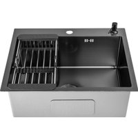 Кухонная мойка Saniteco 6050 Nano (с сифоном, дозатором и коландером)