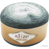 Пряжа для вязания Alize Angora Gold Ombre Batik 7230 150 г 825 м (темно-зеленый/белый)