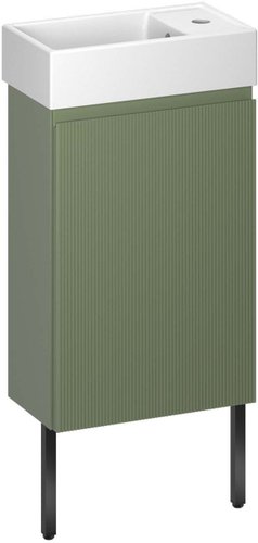 Wellsee Тумба под умывальник 3 в 1 WC Area 221805005 (тумба/матовый зеленый, раковина/глянцевый белый, ножки/матовый черный)