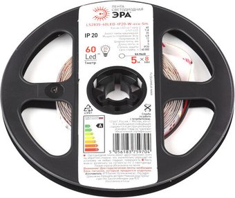 Светодиодная лента ЭРА LS2835-4,8-60-12-6500K-IP20-1year-5m