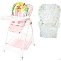 Высокий стульчик ForKiddy Podium Toys 0+ (два чехла +х/б вкладыш, розовый, дуга обезьяна)