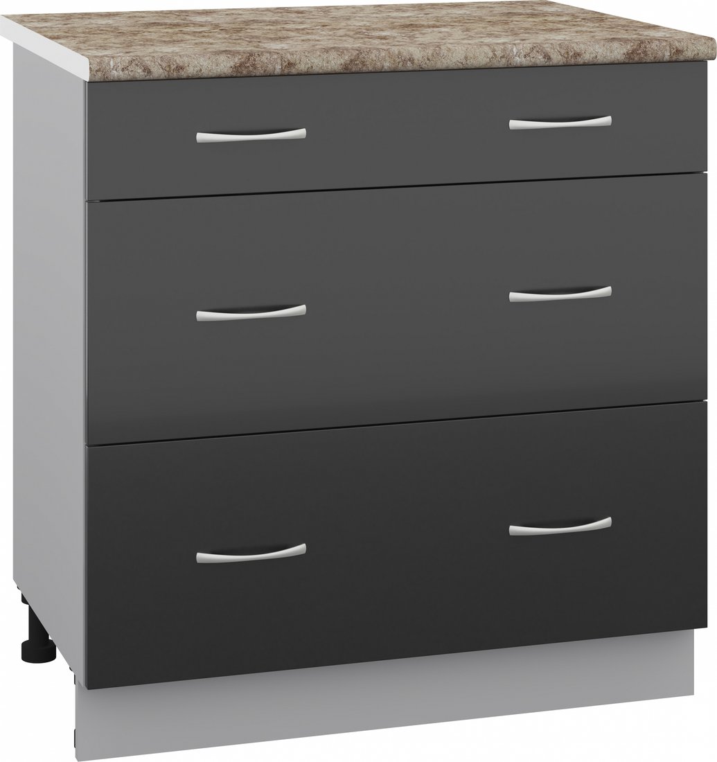 

Шкаф напольный Кортекс-мебель Корнелия Лира НШ80р3ш (черный/мадрид)