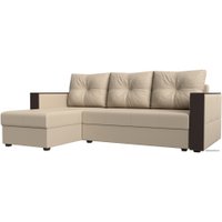 Угловой диван Лига диванов Валенсия Лайт левый (экокожа, бежевый)