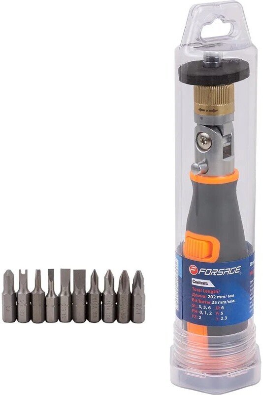 

Набор отвертка с битами FORSAGE F-32810 (11 предметов)