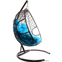 Подвесное кресло M-Group Для двоих 11450203 (коричневый ротанг/голубая подушка)