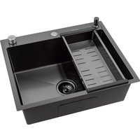 Кухонная мойка Futur FK 5550 Eco Embossing Pop-up Board plus (Black Nano)