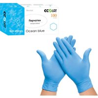Нитриловые перчатки Ecolat Нитриловые Ocean blue (XS, 100 шт, голубой)