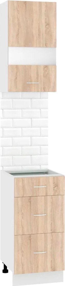 

Готовая кухня Кортекс-мебель Корнелия Экстра 40р3ш без столешницы правый (дуб сонома)