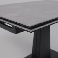 Кухонный стол Lepremo AV 2119 МДФ+керамика раздвижной 1200-1800x800 (серый матовый Larka Grey/черный)