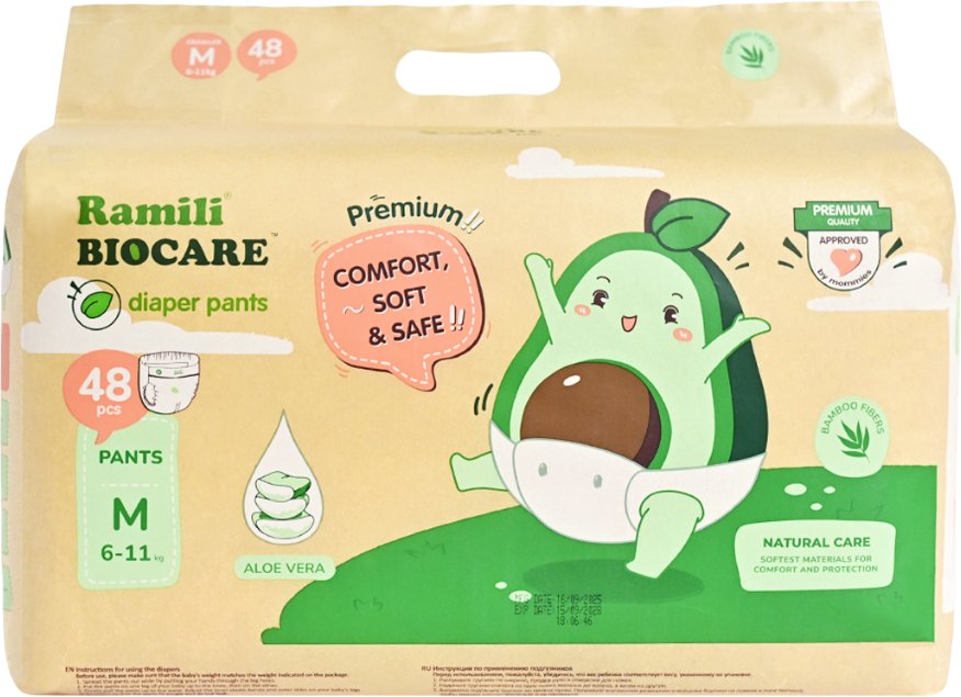 

Трусики-подгузники Ramili Biocare Medium MP48 (M, 48 шт)