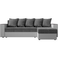 Угловой диван Лига диванов Дубай лайт правый 114196 (рогожка серый/экокожа белый)