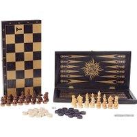 Шахматы/шашки/нарды Объедовская фабрика Игрушки Классика 3в1 193-18 (черный/золото)