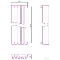 Стальной трубчатый радиатор Сунержа Эстет-0 1200х225 5 секций (золото)